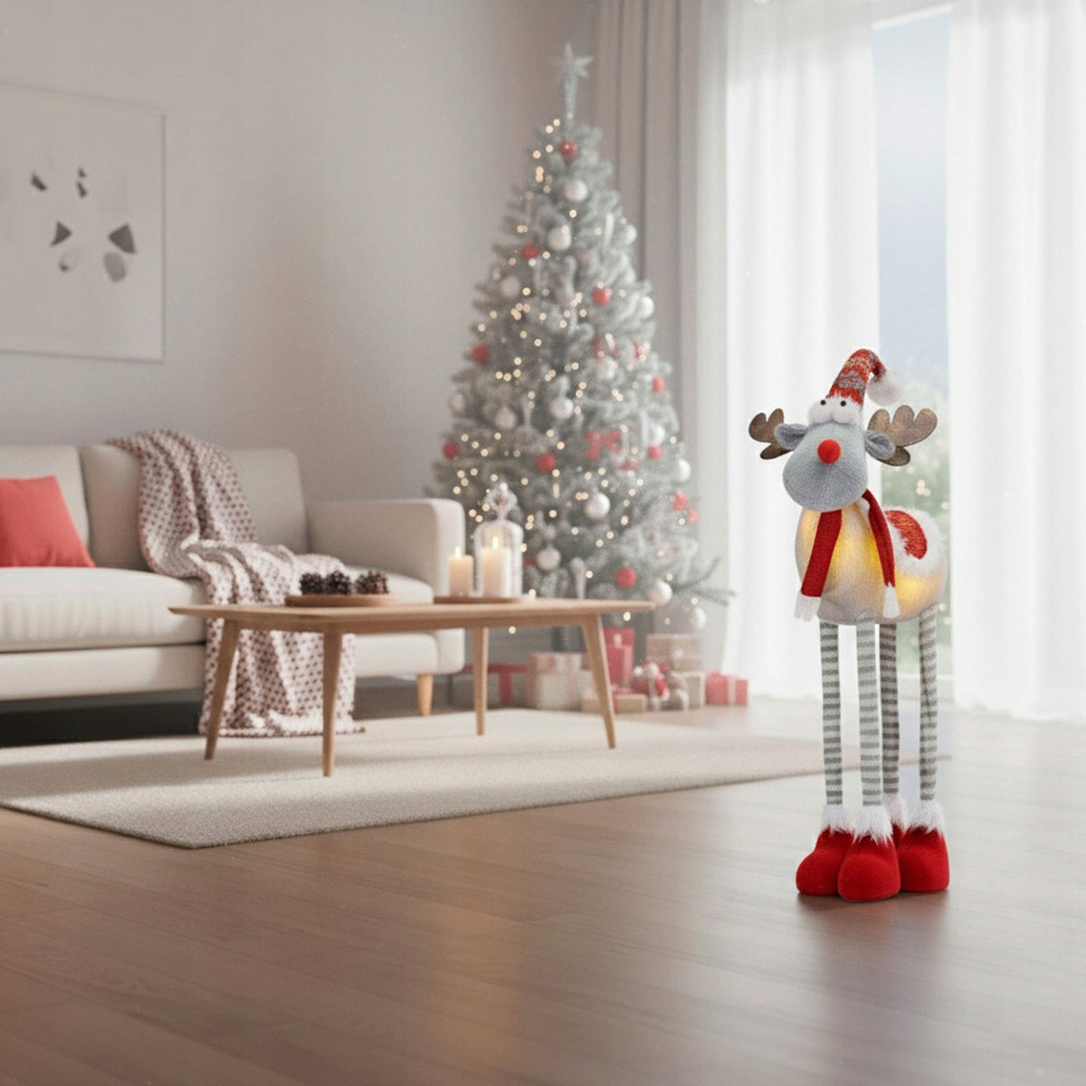 REINDEER CHRISTMAS TELESCOPIC UNDER THE CHRISTMAS TREE 68cm CHRISTMAS DECORATION + LED Brand Springos