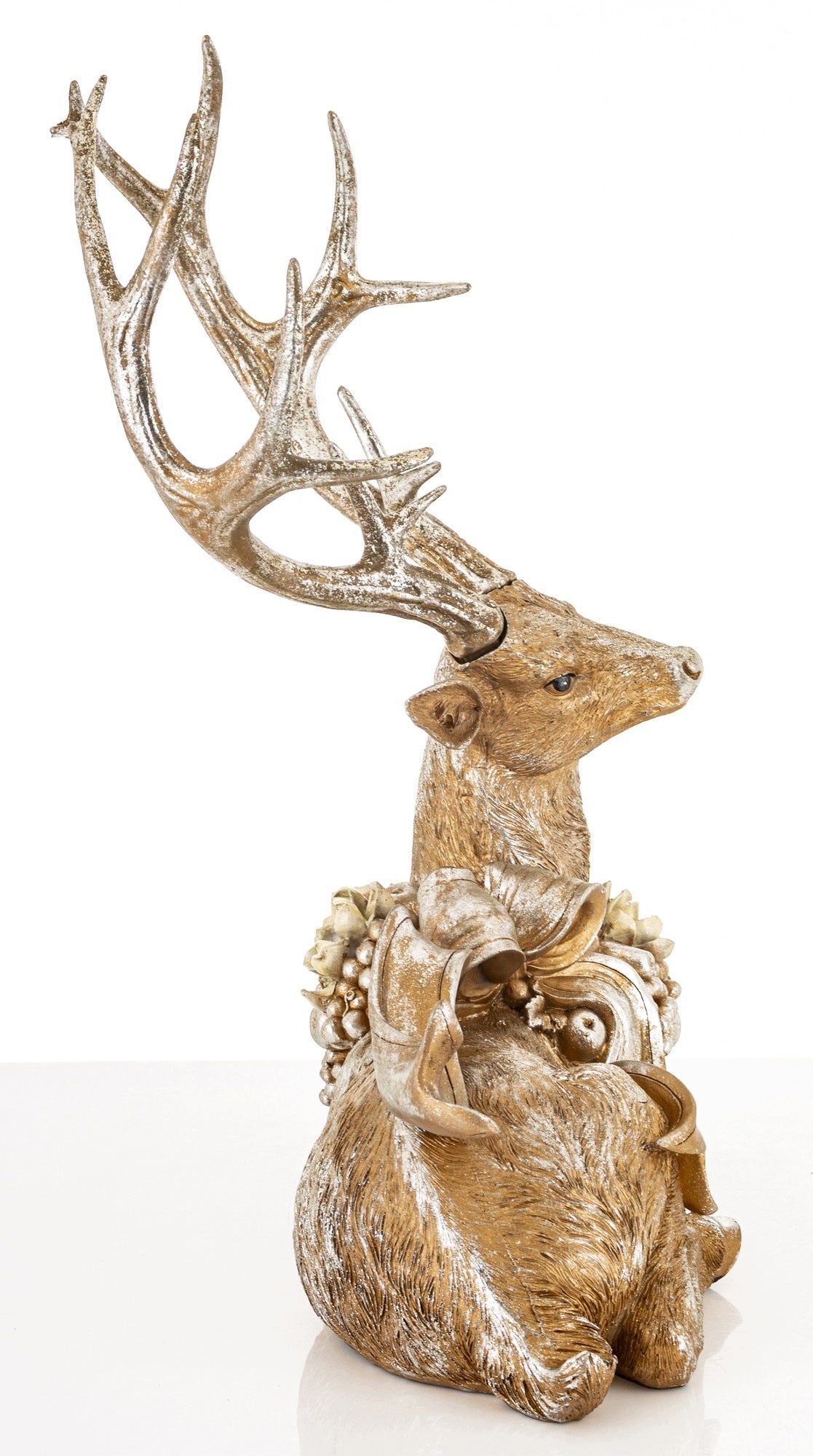 REINDEER FIGURINE CHRISTMAS DEER DECORATION LYING DIGNIFIED GOLD SCULPTURE Packaging status original