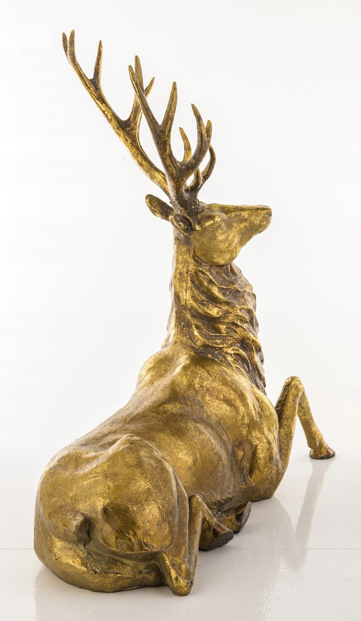 REINDEER FIGURINE CHRISTMAS DEER DECORATION LYING FIGURINE GOLD ORNAMENT Packaging status original