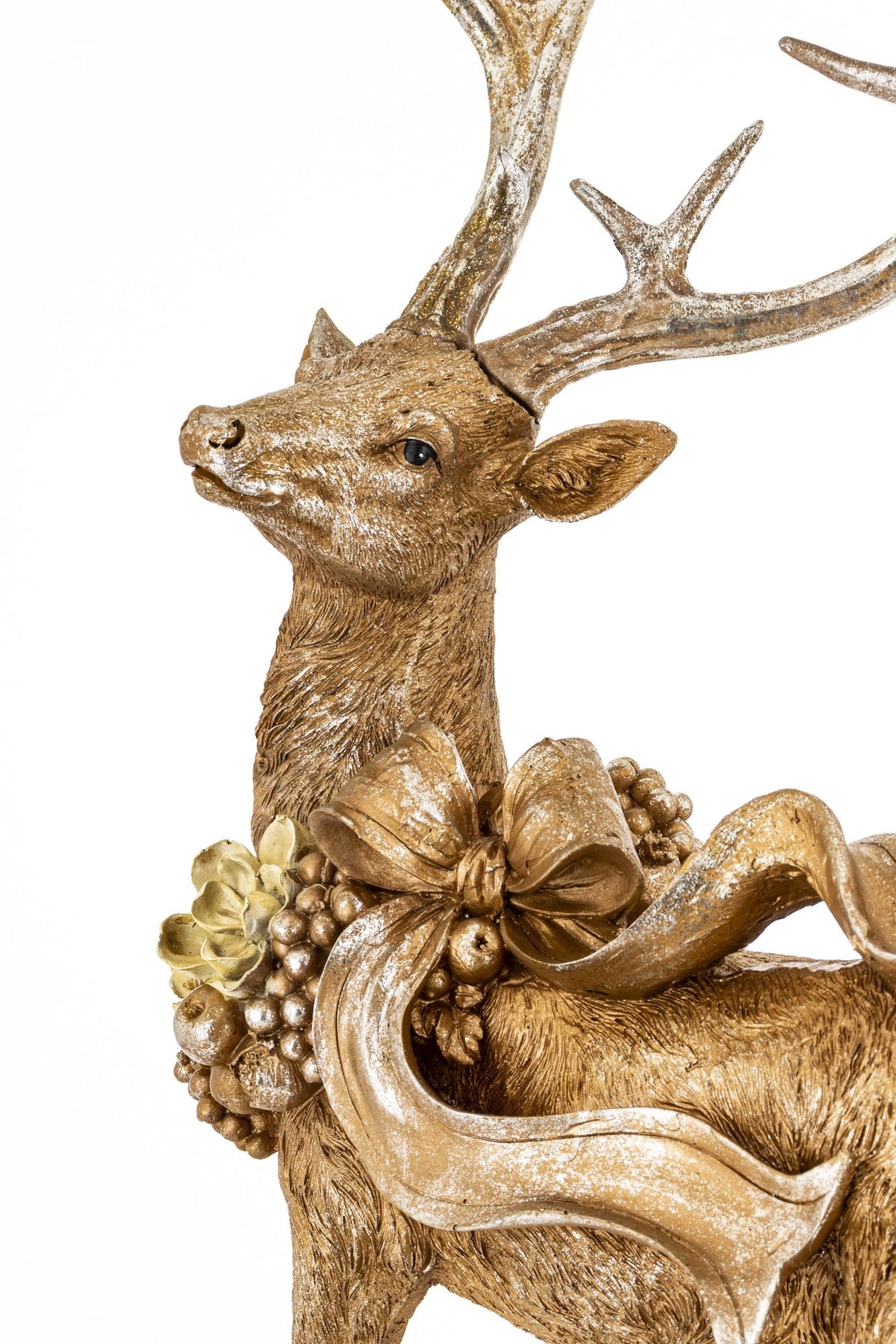 REINDEER FIGURINE CHRISTMAS DEER STANDING DECORATION DIGNIFIED GOLD SCULPTURE Manufacturer code 185119