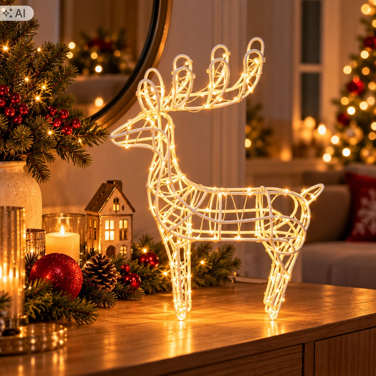 REINDEER GLOWING LED 46 CM BATTERY OPERATED WARM WHITE CHRISTMAS ORNAMENT Manufacturer code RC-K-2761