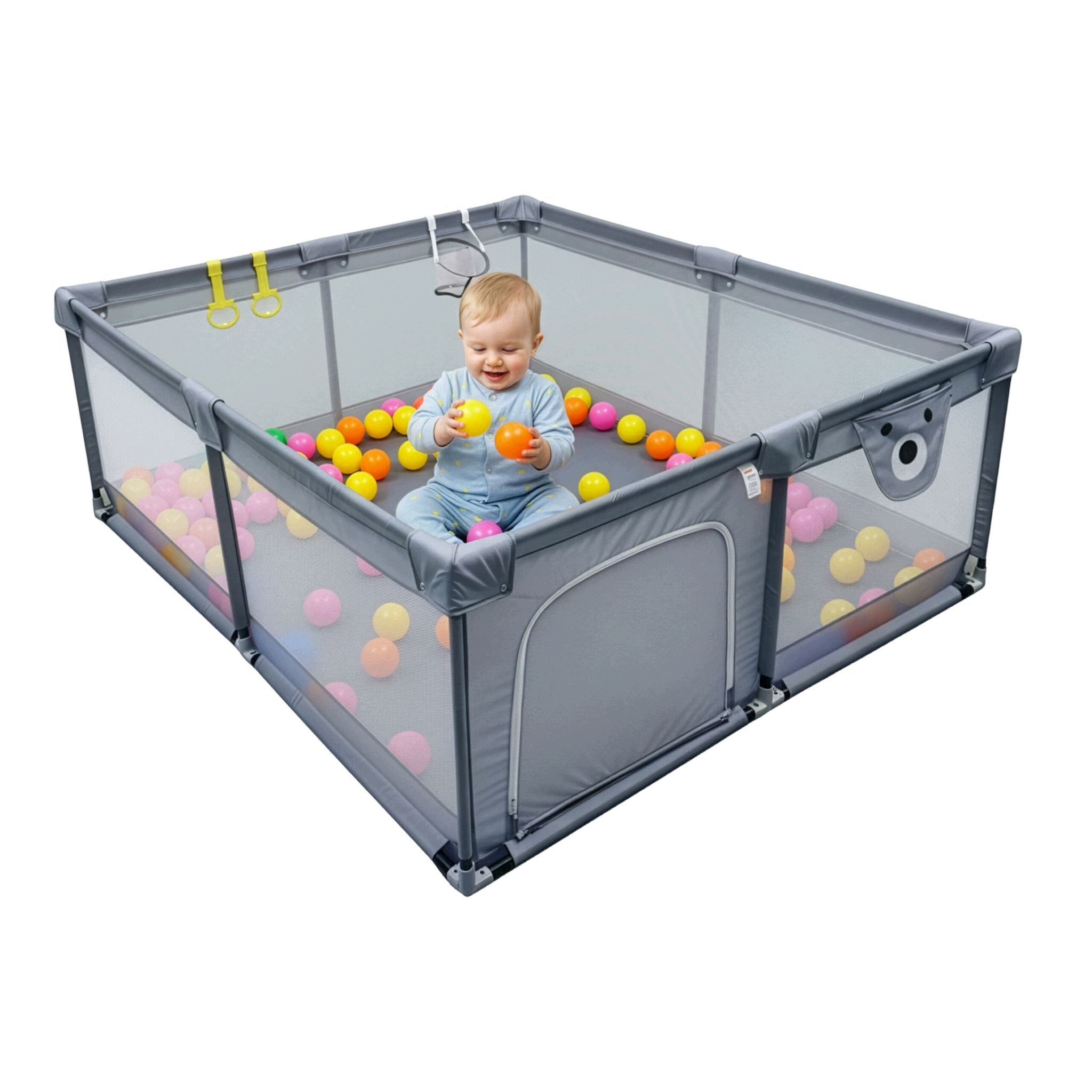 RELAXDAYS PLAYPEN FOR CHILDREN 50 BALLS SQUARE TOYS DRY POOL WITH BASKET 120X120