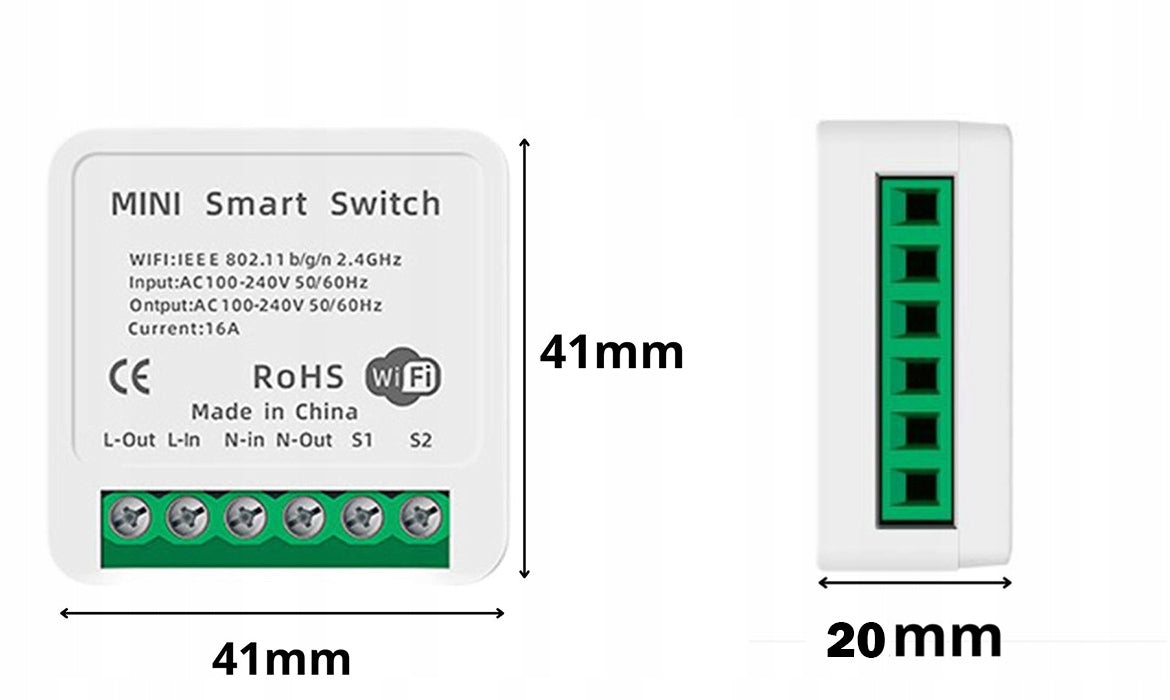 RELAY SWITCH LIGHT SWITCH WIFI TUYA RECEIPT CONTROLLER 16A Batteries included no