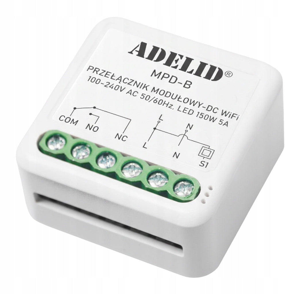 RELAY SWITCH VOLTAGE-FREE WIFI CONTROLLER TUYA SMART L N Manufacturer code GNIAZDKO PRZEKAŹNIK DO PUSZKI BRAMY GARAŻOWEJ