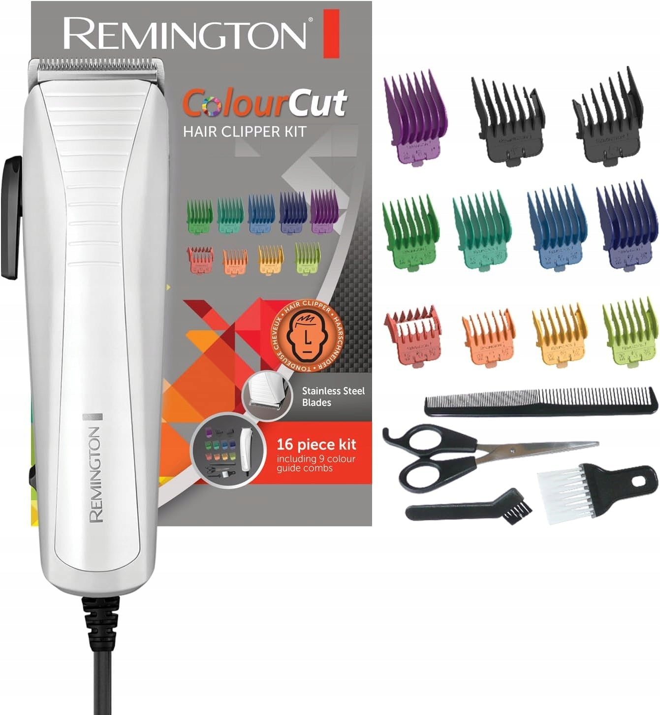 REMINGTON COLOURCUT HAIR CLIPPER HC5035 SET OF 16 ELEMENTS Manufacturer code 5055769077072