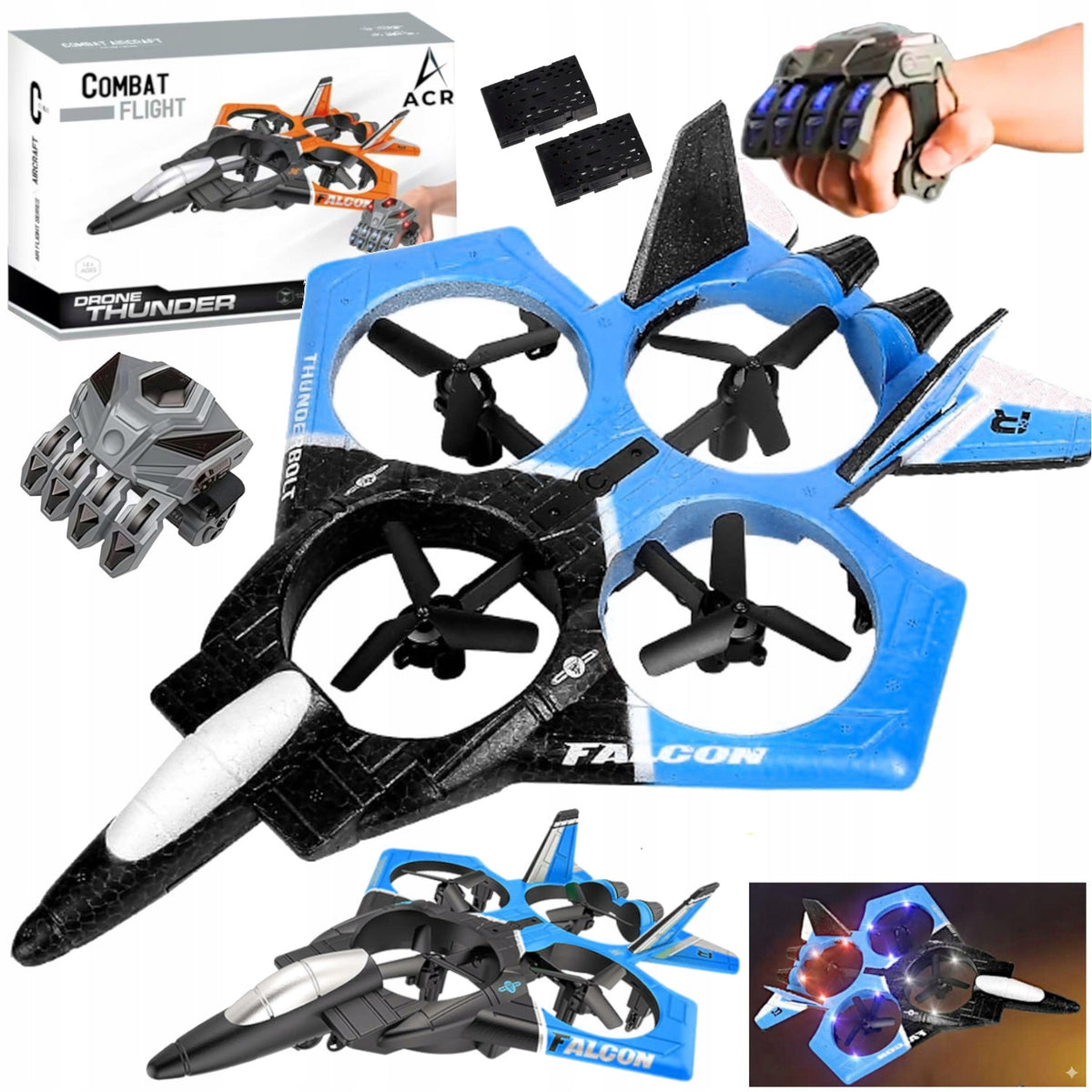 REMOTE CONTROLLED AIRCRAFT FLYING FIGHTER RC MODEL LED PILOT GEST 2 aku