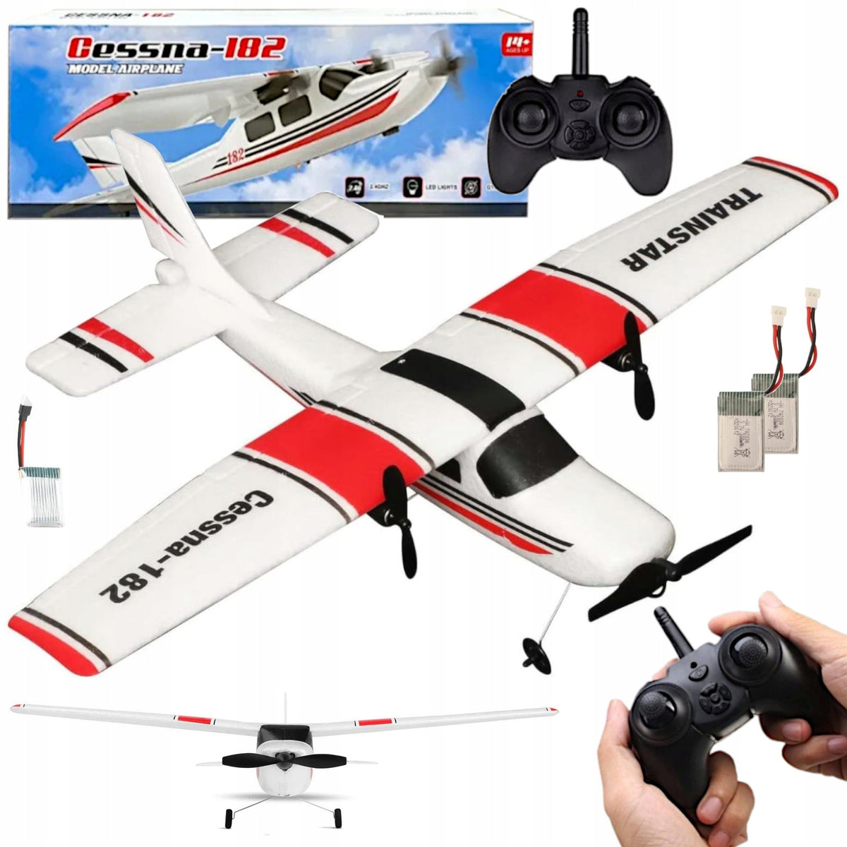 REMOTE CONTROLLED AIRCRAFT FLYING GLIDER RC MODEL CESSNA 182 PILOT 2aku