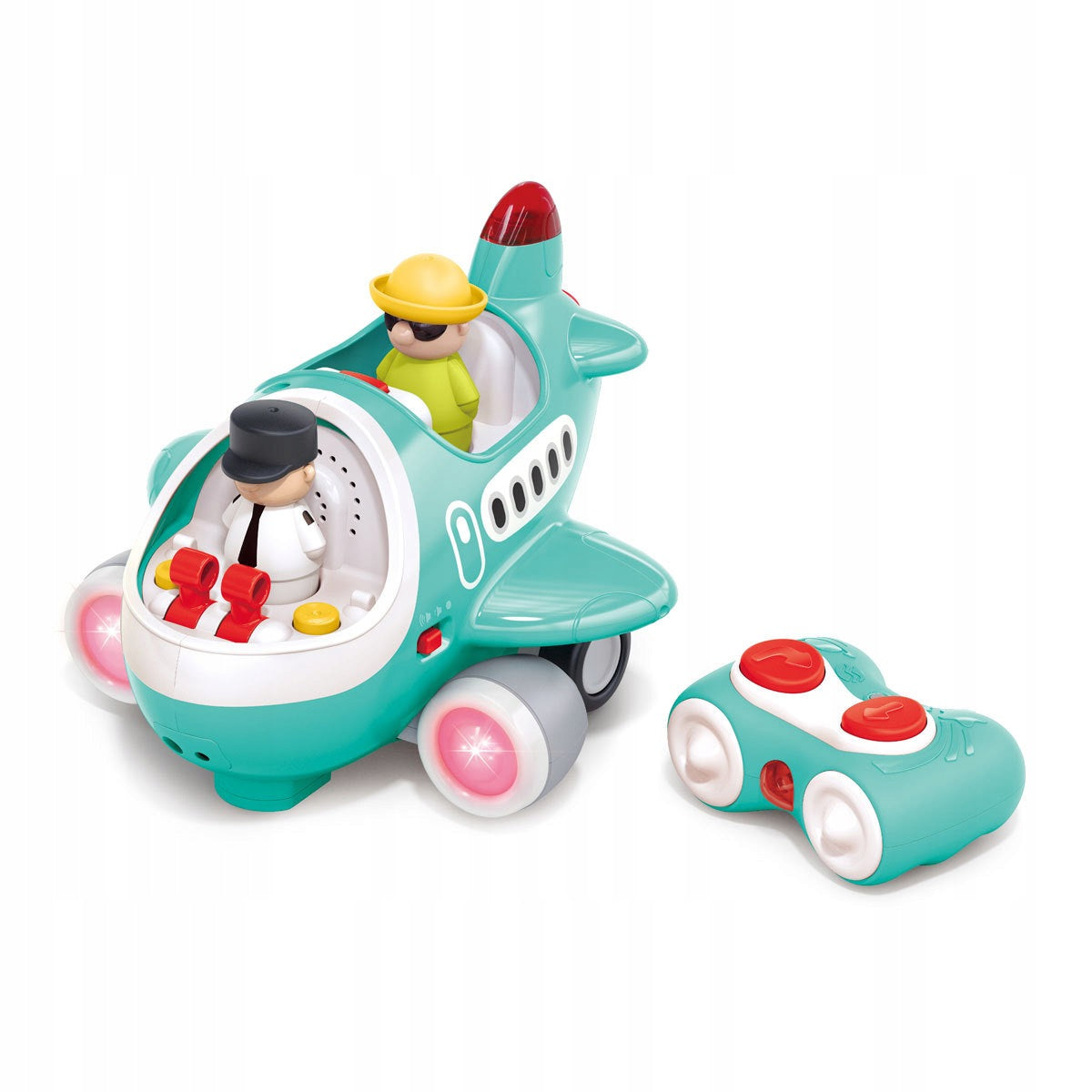REMOTE CONTROLLED AIRCRAFT with light sound and drive + 2 figures Packaging status original