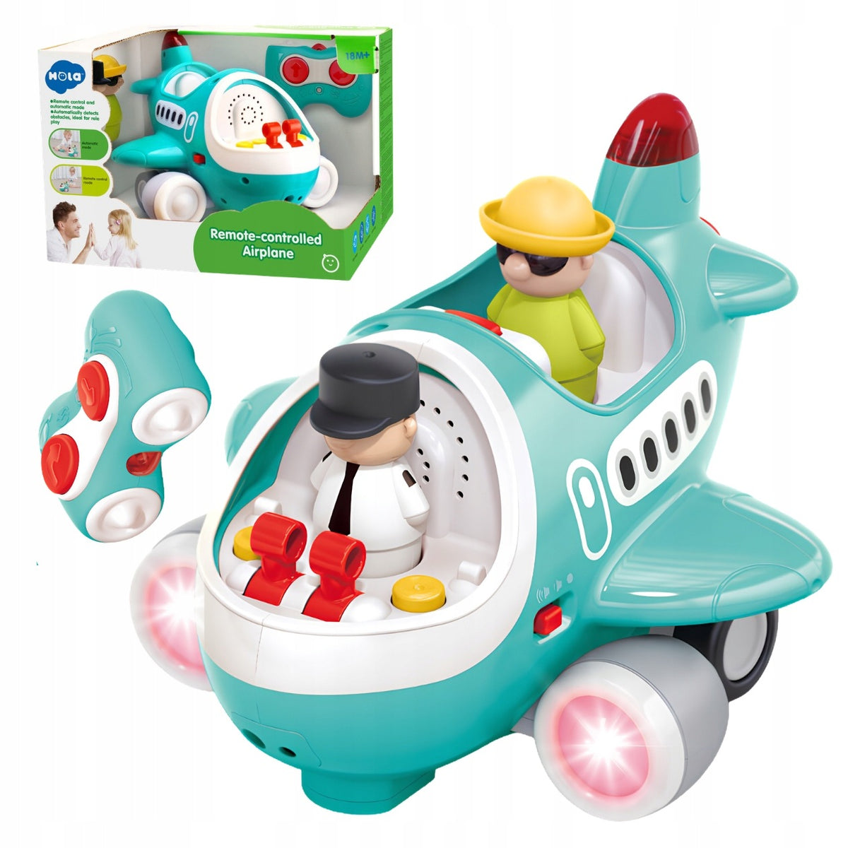 REMOTE CONTROLLED AIRCRAFT with light sound and drive + 2 figures