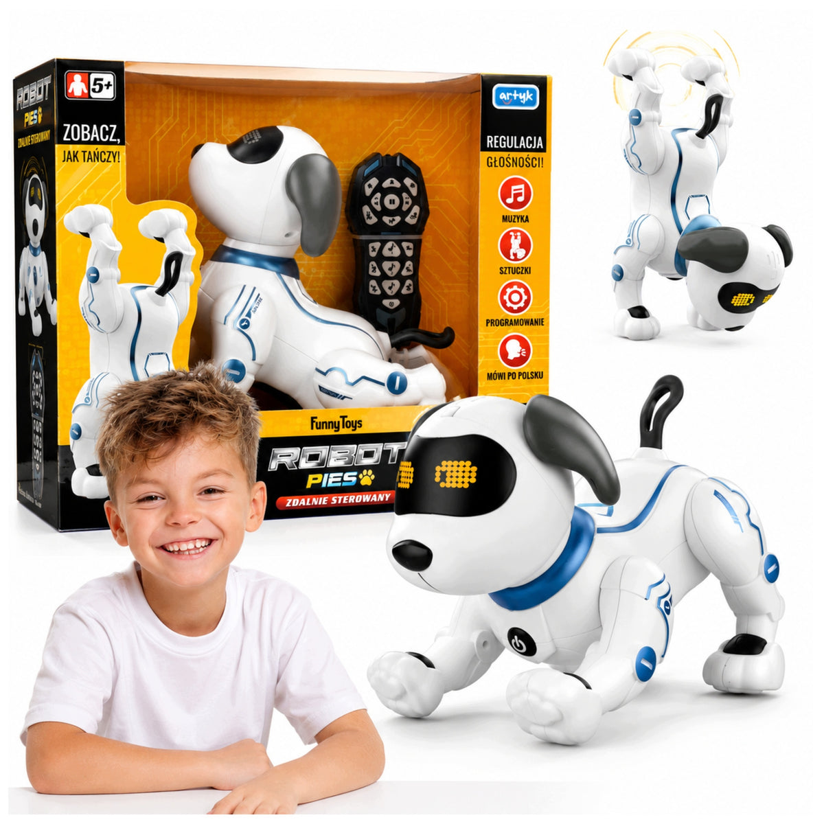 REMOTE CONTROLLED DOG ROBOT GESTURE DETECTION WITH BRIGHT LED LIGHT