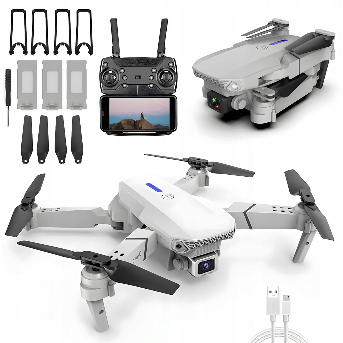 REMOTE CONTROLLED DRONE QUADROCOPTER FOLDING WITH REMOTE CONTROL 4K 1800mAh 25*20cm