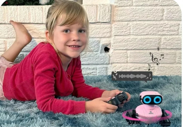REMOTE CONTROLLED ROBOT WITH ILLUMINATED LED EYES AND MUSIC Kind for programming and coding