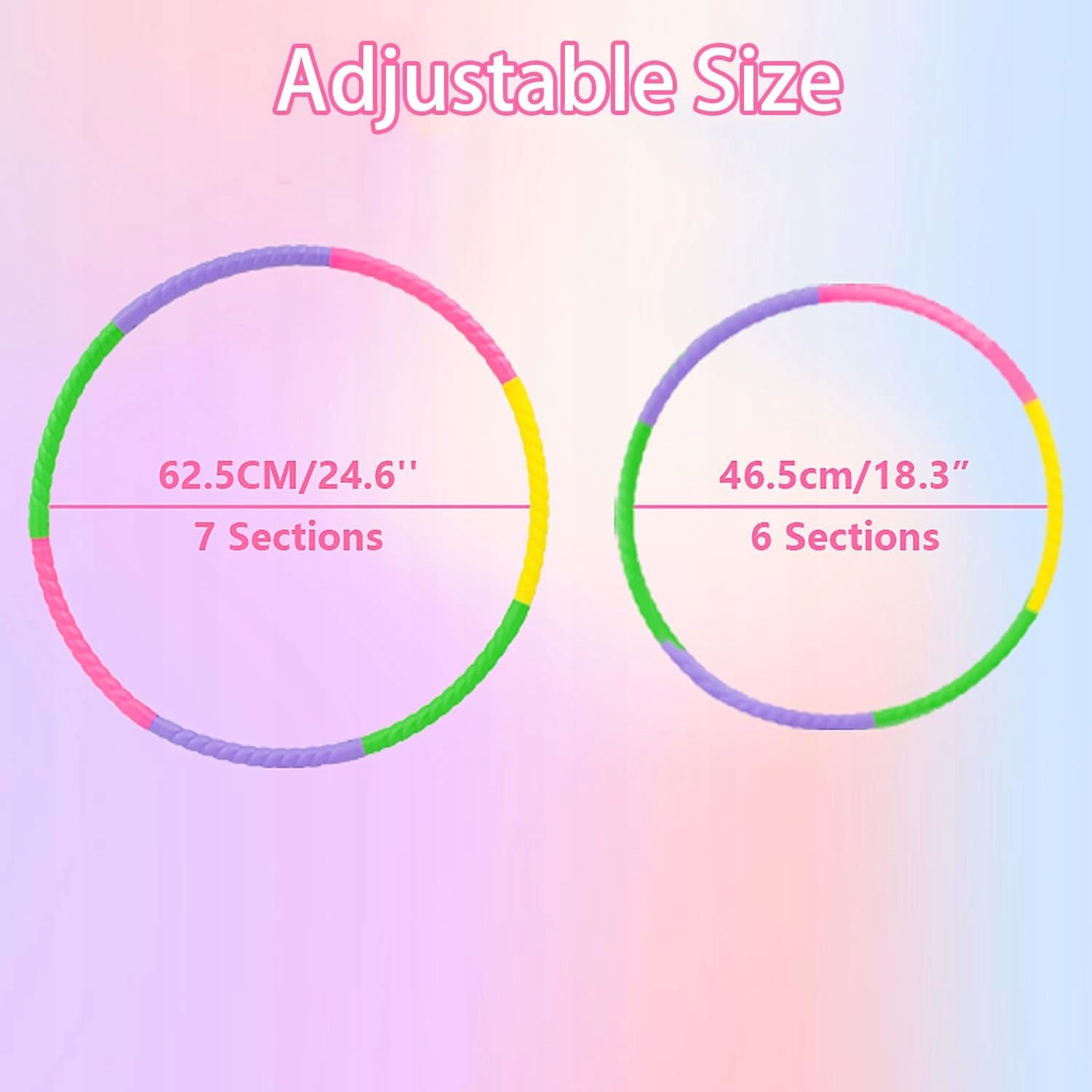 REMOVABLE HULA HOOP 7 PIECE SET FOR KIDS AND ADULTS Diameter 60 cm