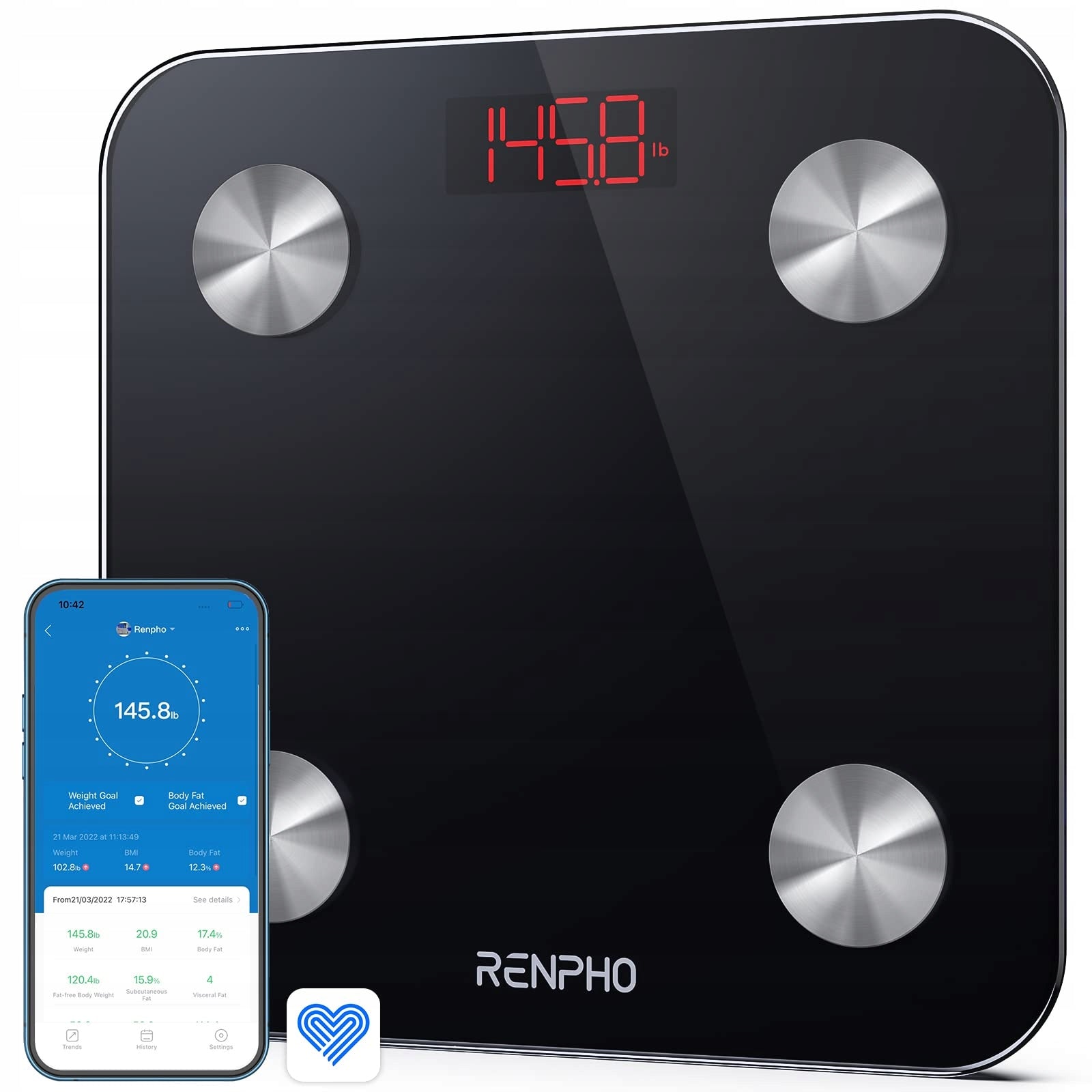 RENPHO ES-26BB-B – smart bathroom scale with body composition analysis