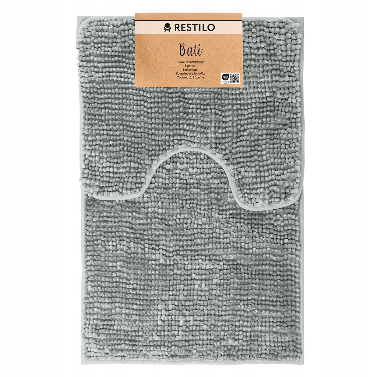 RESTILO Bathroom Rug Non-Slip Chenille Shaggy 50X80+40X53 Grey