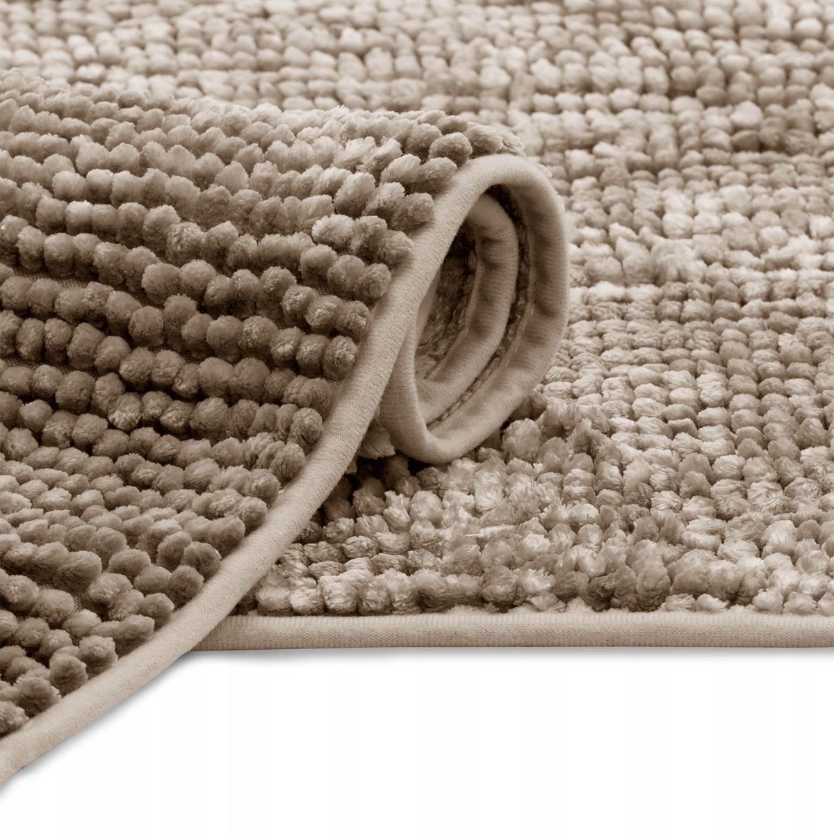 RESTILO Bathroom Rug Non-Slip Chenille Shaggy 70X120 Beige Length 120 cm
