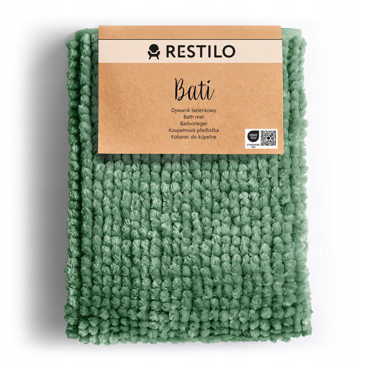 RESTILO Bathroom Rug Non-Slip Chenille Shaggy 70X120 Green