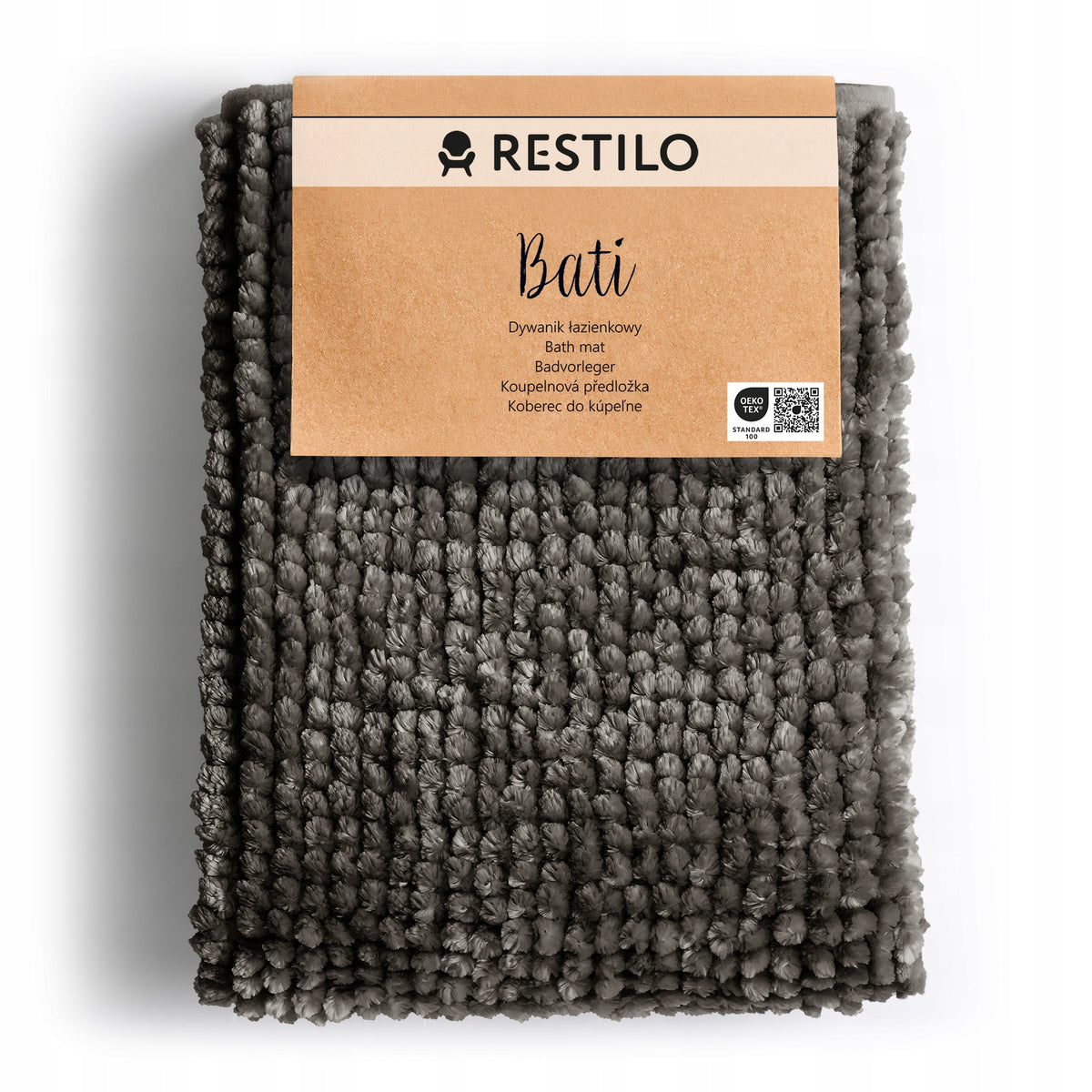RESTILO Bathroom Rug Non-Slip Chenille Shaggy 70X120 Steel