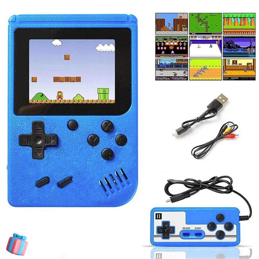RETRO CONSOLE 800 GAMES FOR TWO PEOPLE + GAMEPAD BLUE PORTABLE BAG