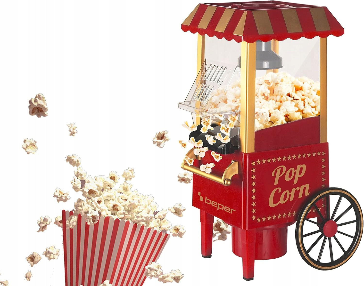 RETRO POPCORN MACHINE 1200W FAT FREE HOT AIR RED