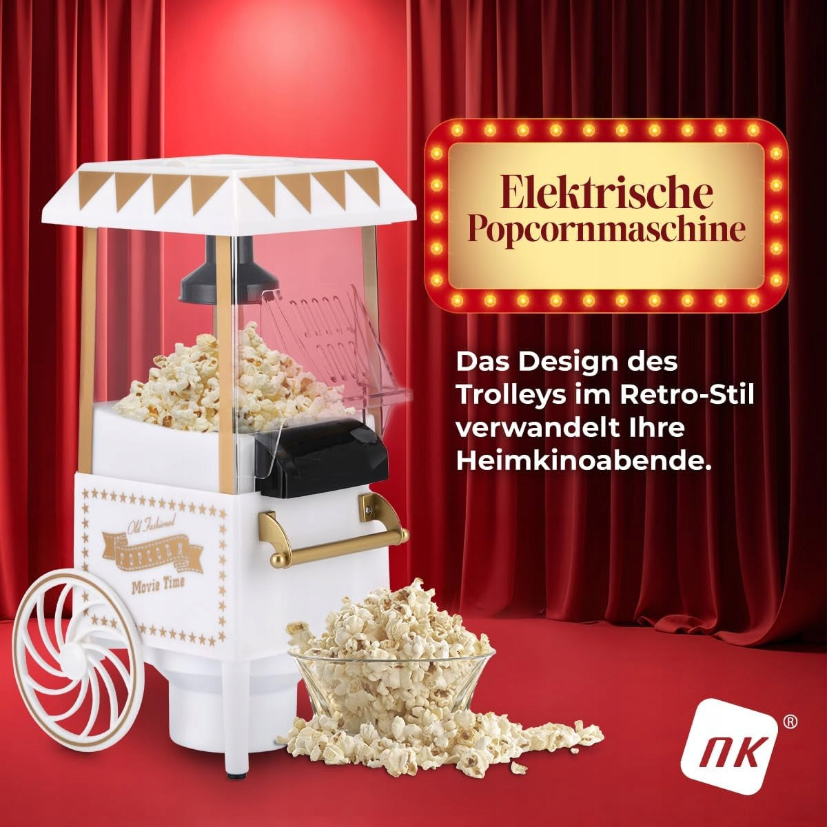 RETRO POPCORN MACHINE 1200W HOT AIR FAST POPCORN 0,3L EAN (GTIN) 5906663101021
