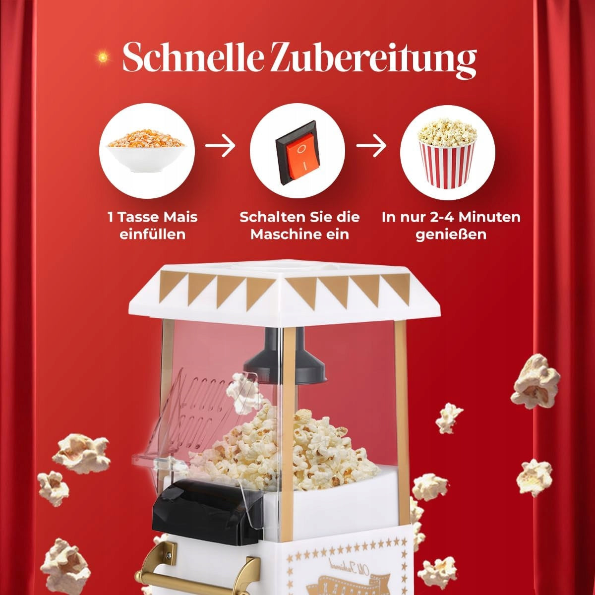RETRO POPCORN MACHINE 1200W HOT AIR FAST POPCORN 0,3L Manufacturer code 5906663101021