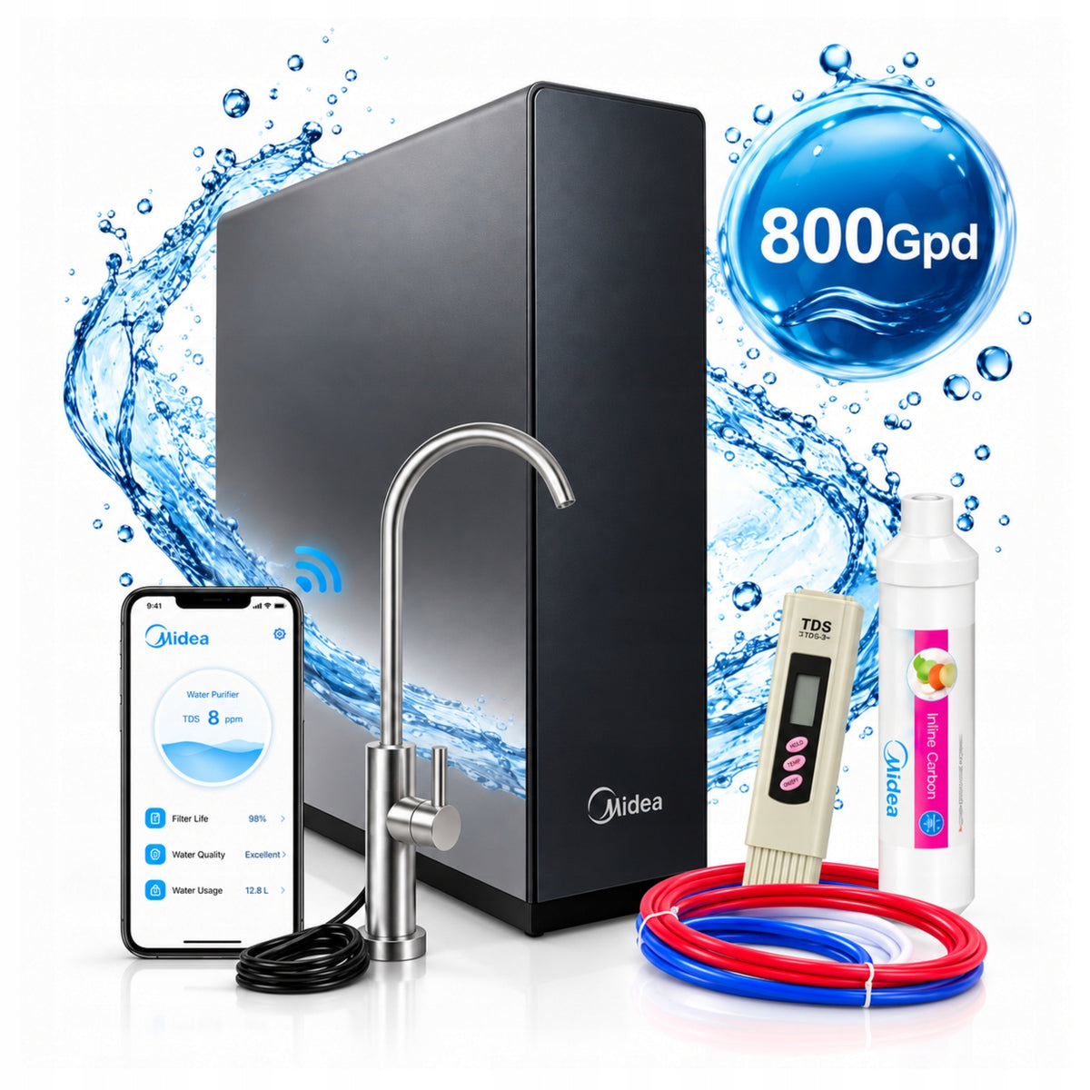 REVERSE OSMOSIS WATER FILTER MIDEA 800GPD MINERALIZER METER 4x250g coffee