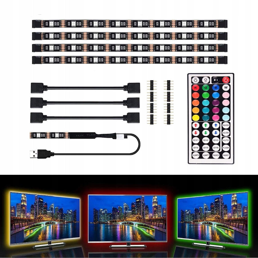 RGB LED strip USB backlight TV 4x0,5m remote control Brand Aptel