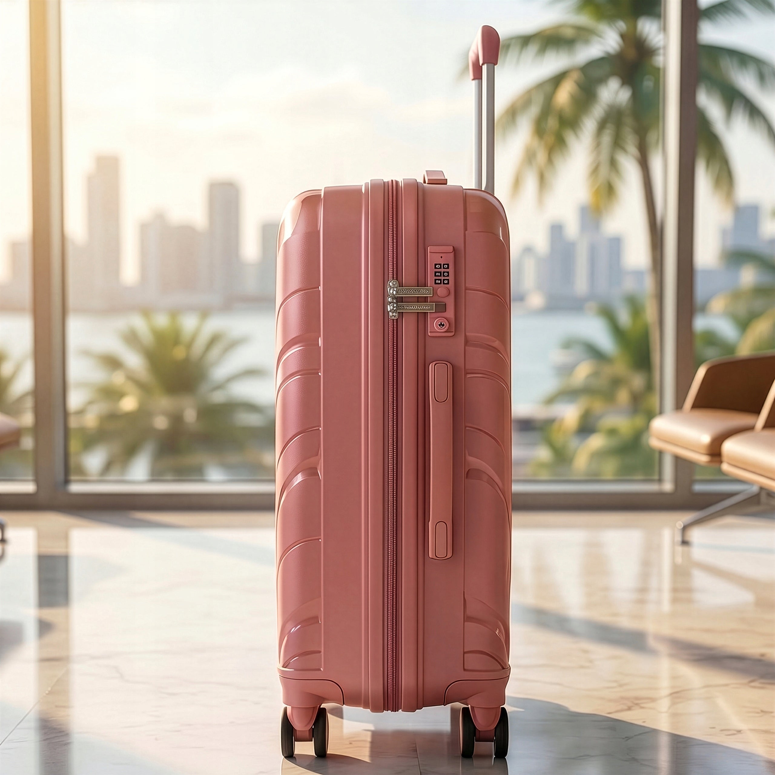 RGL LARGE TRAVEL SUITCASE PP5 XXL 4 SWIVEL CASTERS POLYPROPYLENE LUGGAGE TSA Model PP5 XXL