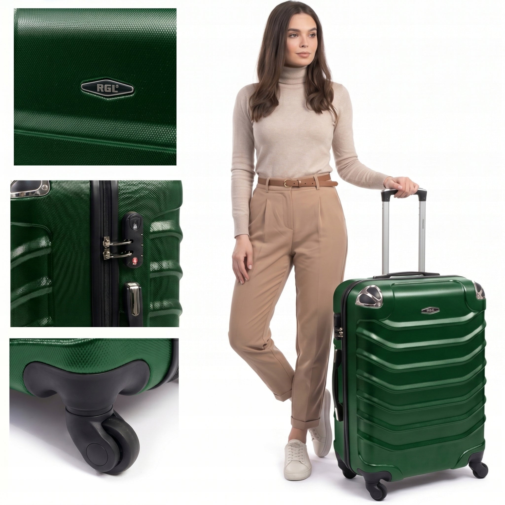 RGL MEDIUM SUITCASE 730 XL TRAVEL BAG 4 WHEELS COMBINATION LOCK ABS