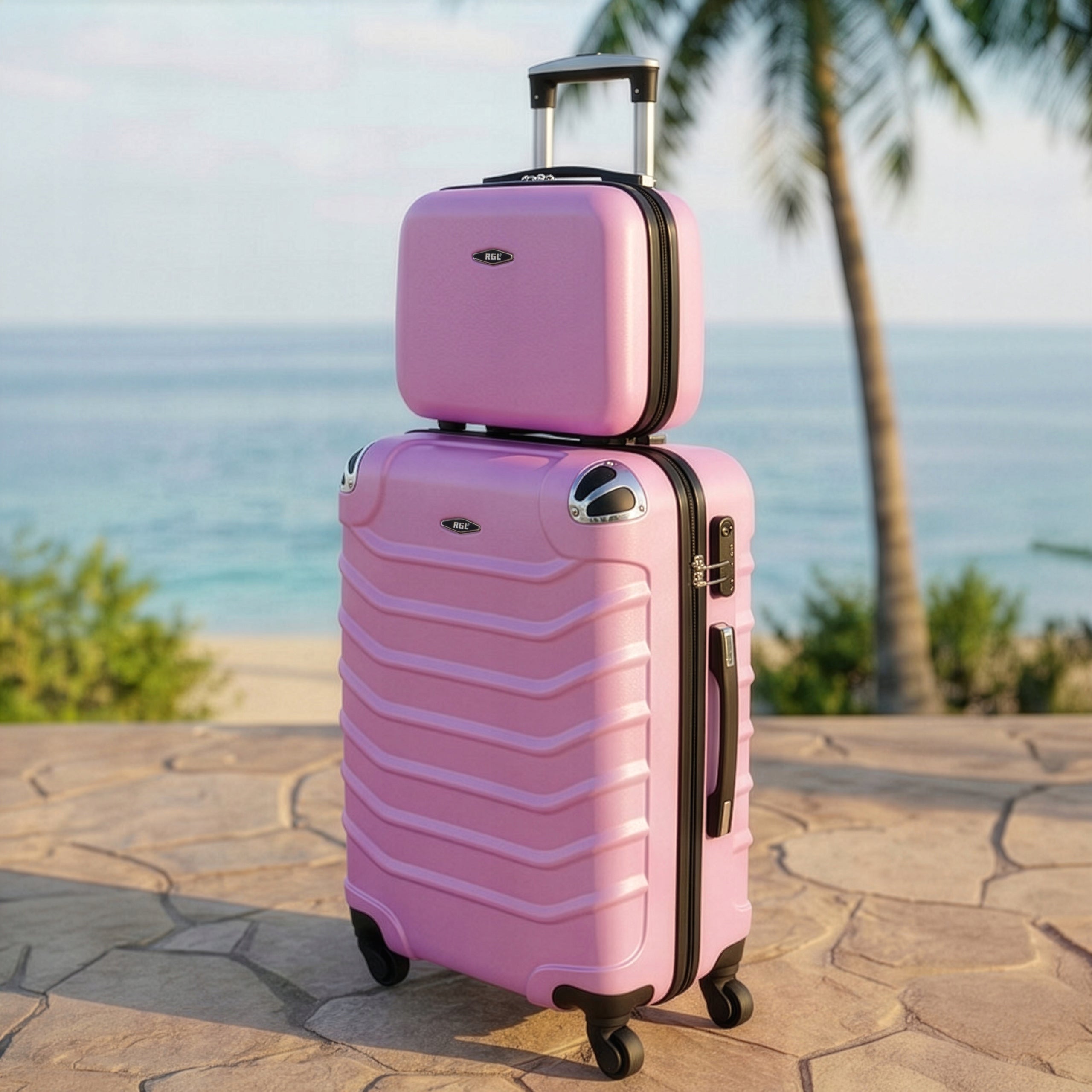 RGL SET 2in1 LARGE TRAVEL SUITCASE + CHEST COSMETIC BAG LUGGAGE ORGANIZER Brand RGL
