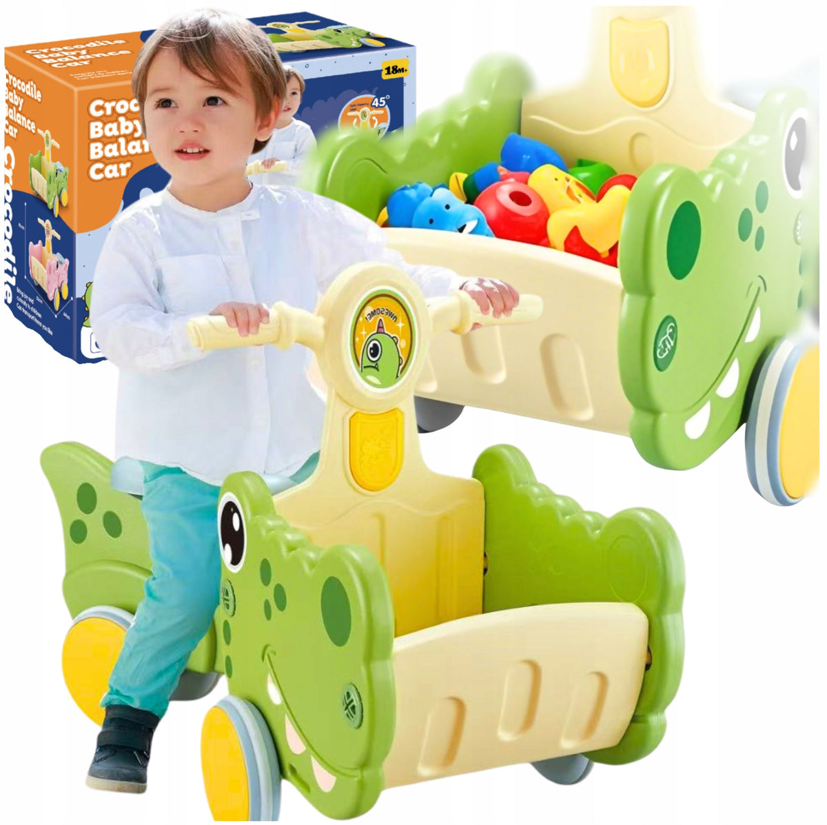 RIDE-ON CAR STABLE BALANCING EDUCATIONAL LEARNING CROCODILE BIKE 18m+