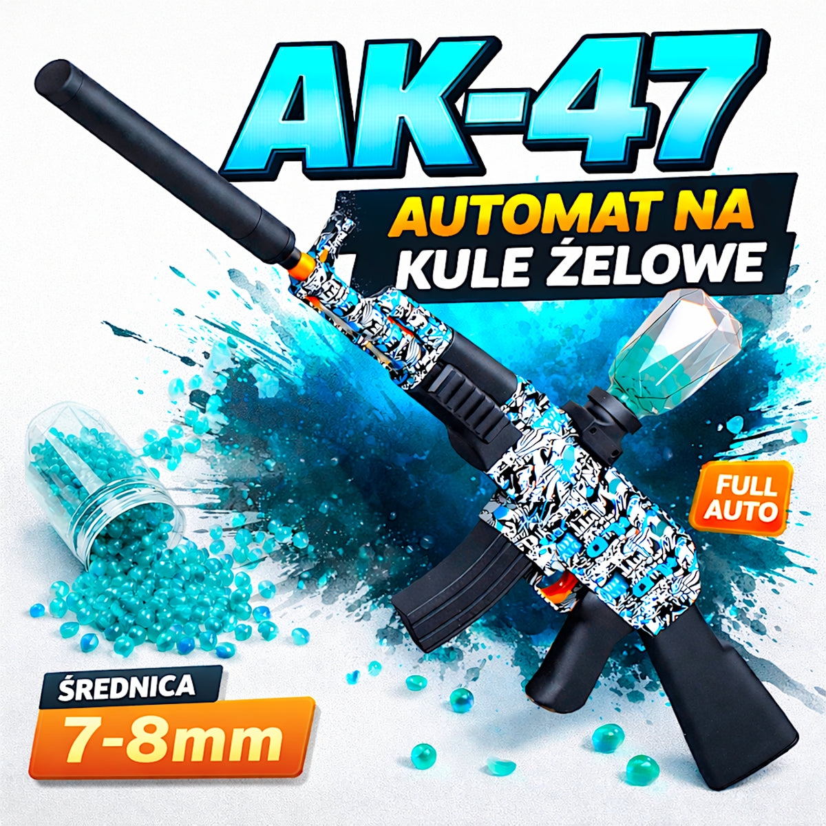 RIFLE AK-47 BALL MACHINE WATER GEL CARTRIDGES ORBEEZ GLOWING gun Packaging status original