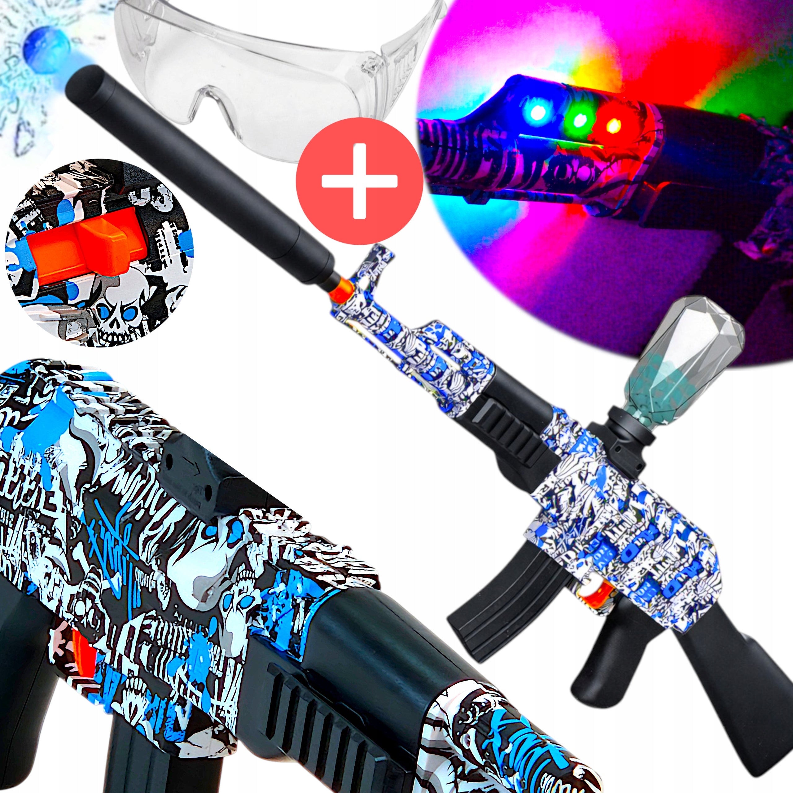 RIFLE AK-47 BALL MACHINE WATER GEL CARTRIDGES ORBEEZ GLOWING gun