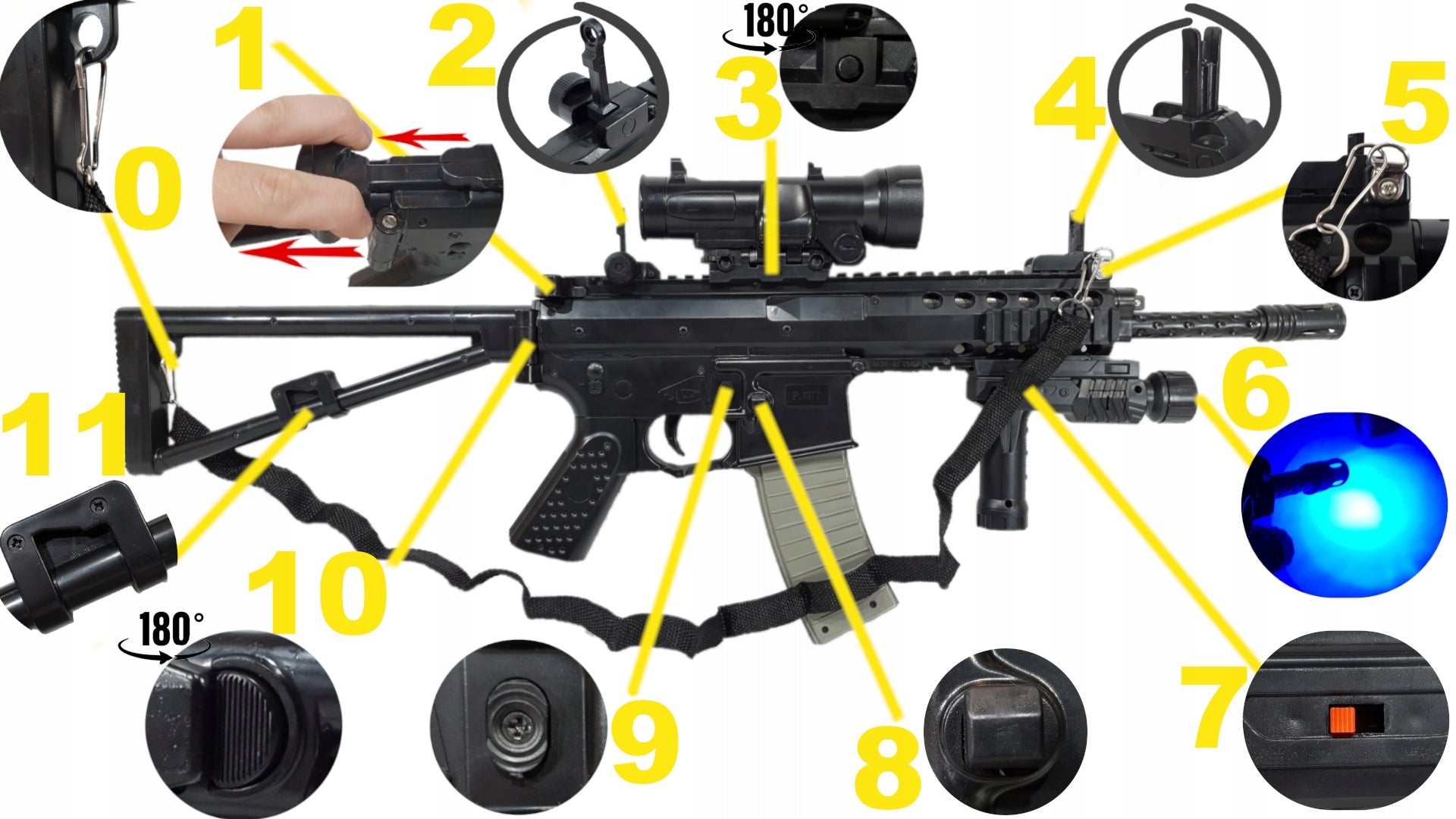 RIFLE HANGOVER PDW FOR BALLS 6mm METAL REPLICA ASG SUBCARBINE + 2 DISCS Packaging status original