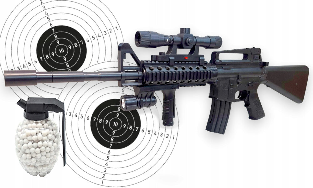 RIFLE M4A1 AMERICAN for balls replica ASG +TARGET. LASER+ GARNET +2 DISCS Packaging status original