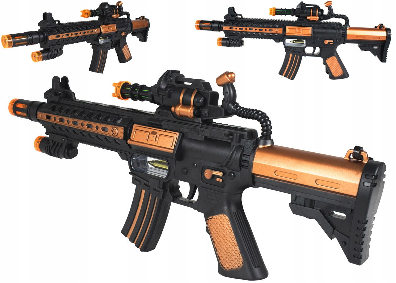 RIFLE TOY LIGHT SOUND BLACK AND GOLD