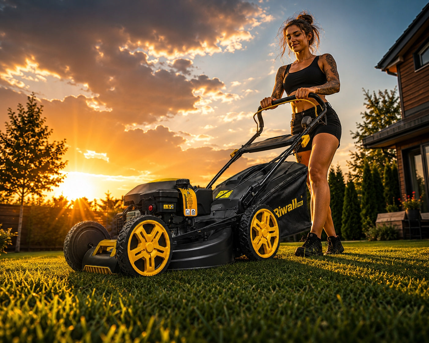 RIWALL 54CM 9in1 DIESEL MOWER WITH 5190 STRONG MOWER Basket capacity 64 l