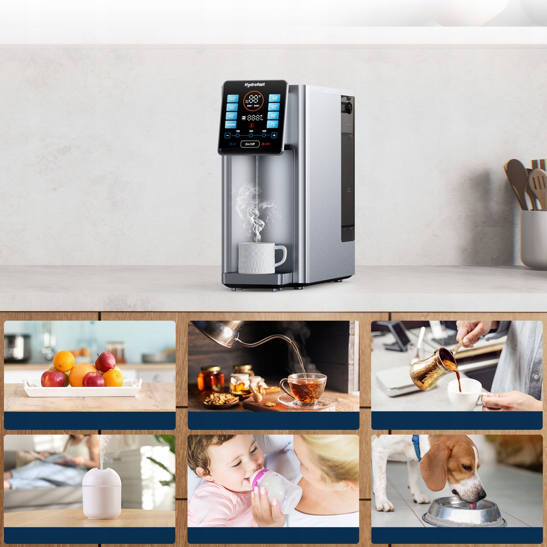 RO UV 6-Degree 8 Temperature Water Dispenser 4L Hydrofast W100 Manufacturer code Hydrofast W100