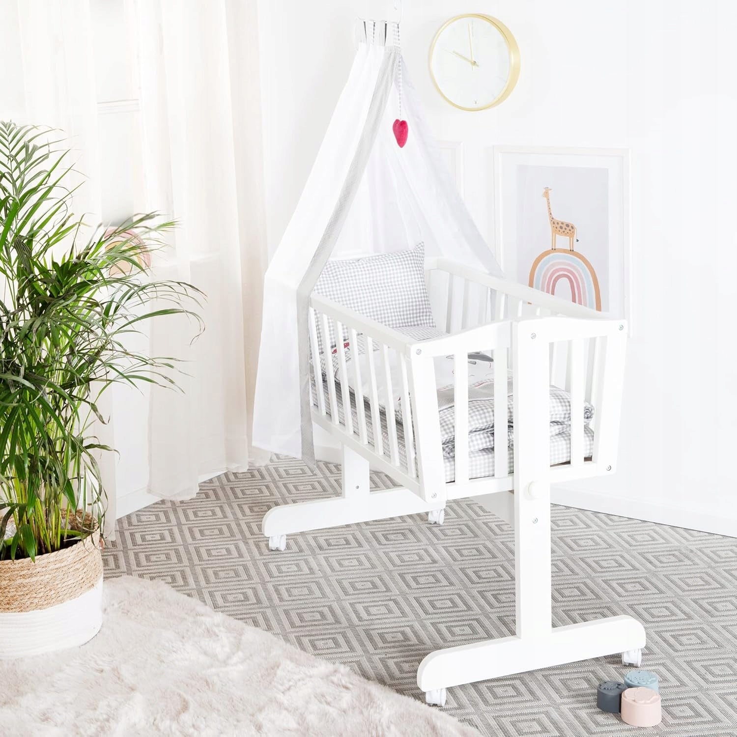 ROBA Traditional cradle with equipment and bedding 40 x 90 cm WHITE wood Brand Roba