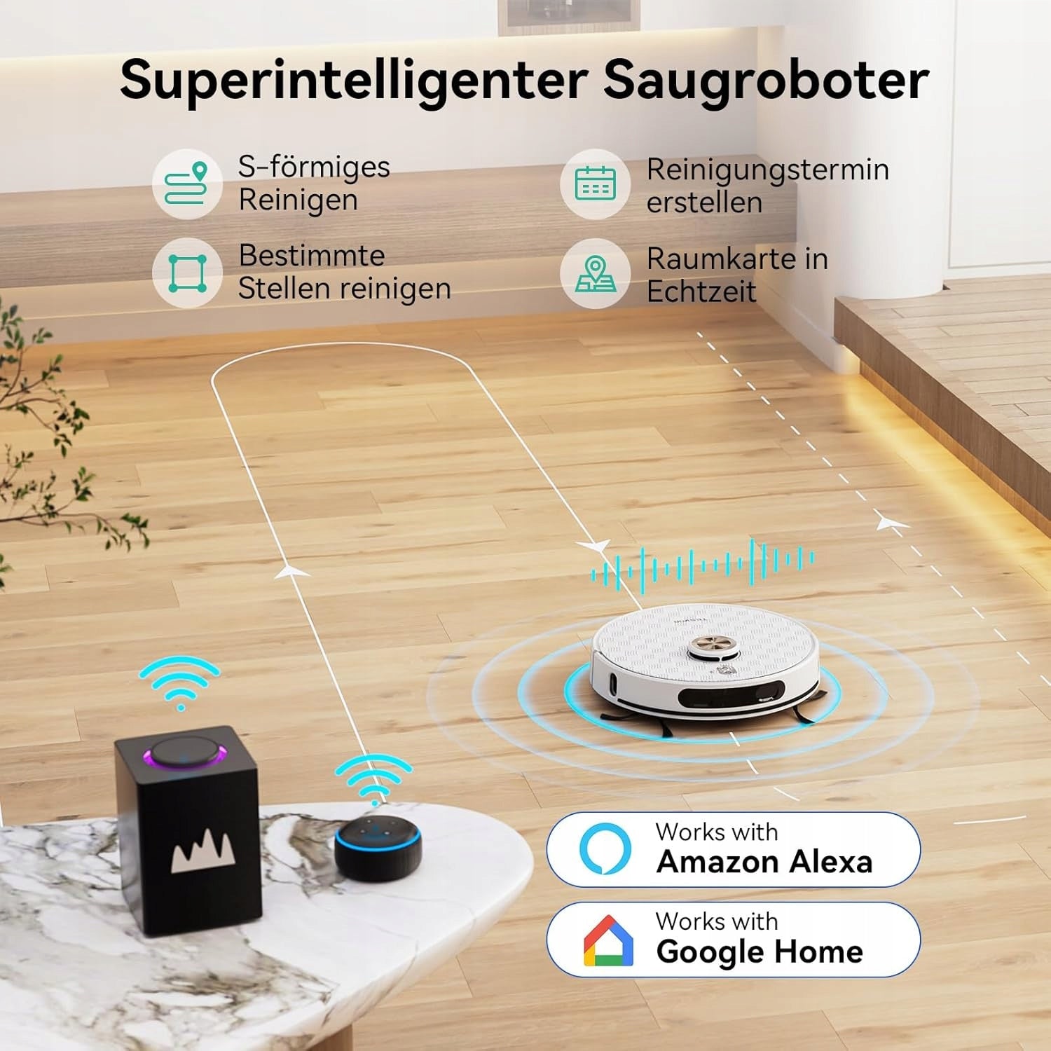 ROBOT CLEANING VACUUM CLEANER WIFI HEPA TESVOR S8 PRO SMART LASER MOP 8000Pa Model S8 Pro