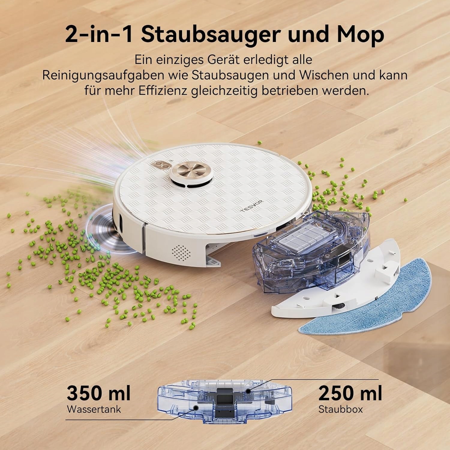 ROBOT CLEANING VACUUM CLEANER WIFI HEPA TESVOR S8 PRO SMART LASER MOP 8000Pa Wireless operating time 240 min