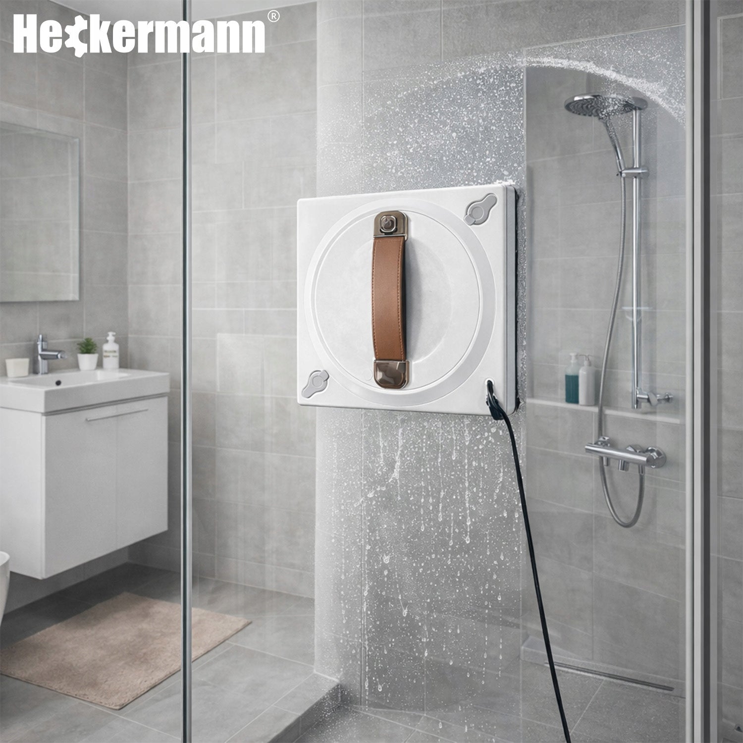 ROBOT FOR WASHING WINDOWS MIRRORS AUTOMATIC WINDOW WASHER WITH WASHER Dominant color white
