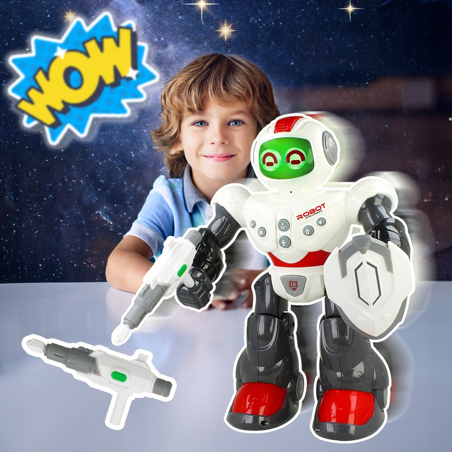 ROBOT INTERACTIVE WALKING TOY SAYS LIGHT SHOOTS WITH SHIELD Character/Title other