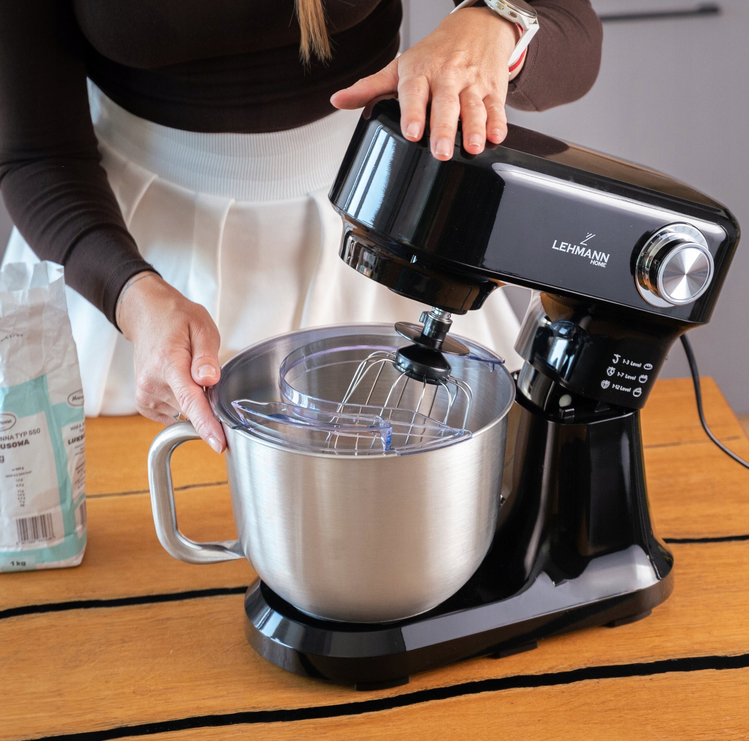 ROBOT PLANETARY KITCHEN MIXER STIRRER HOOK BOWL ROTATING BREAD DOUGH Dominant color black