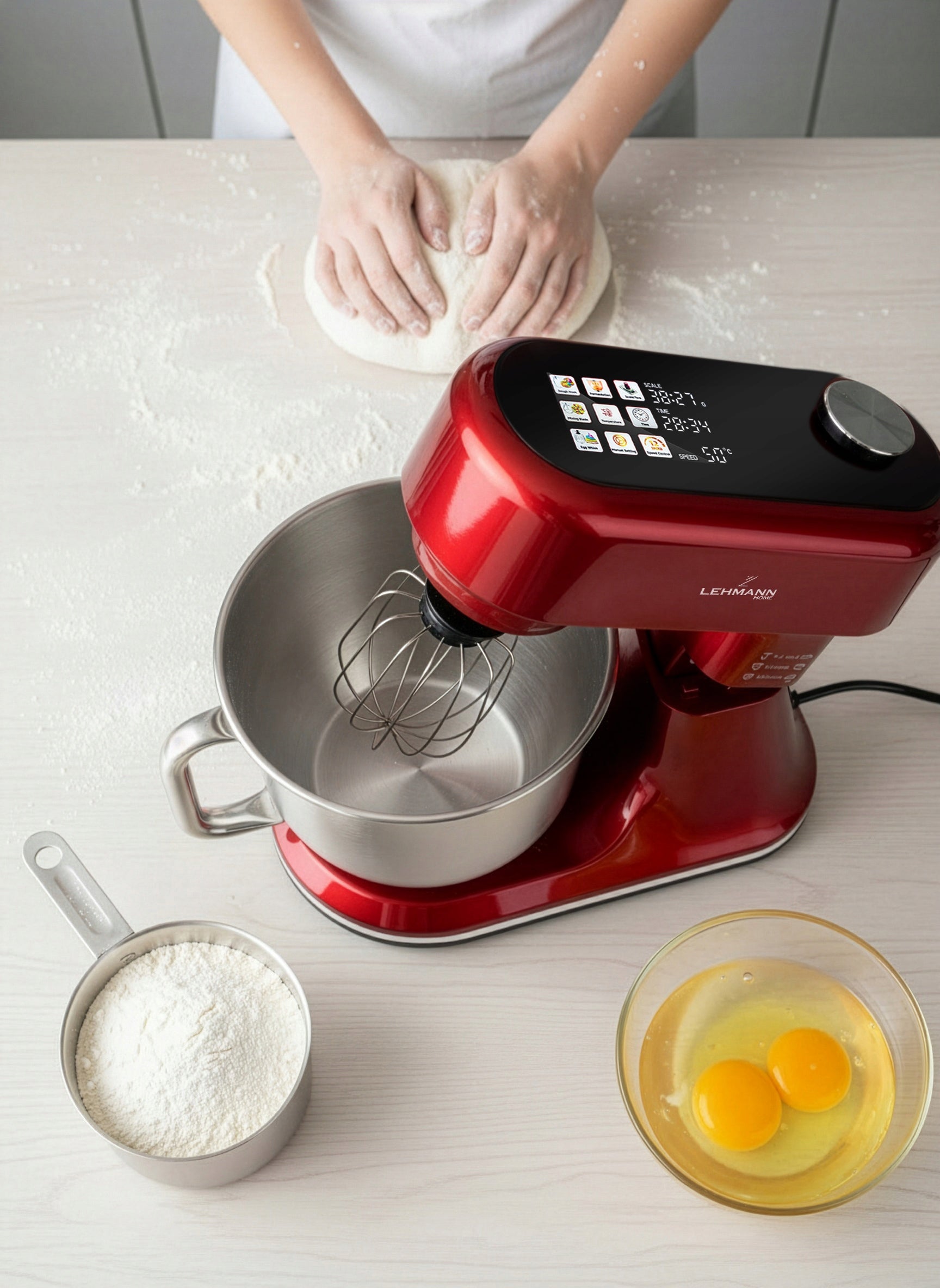 ROBOT PLANETARY KITCHEN MIXER WITH SCALE HEATED BOWL UP TO 45C LED PANEL Brand Lehmann
