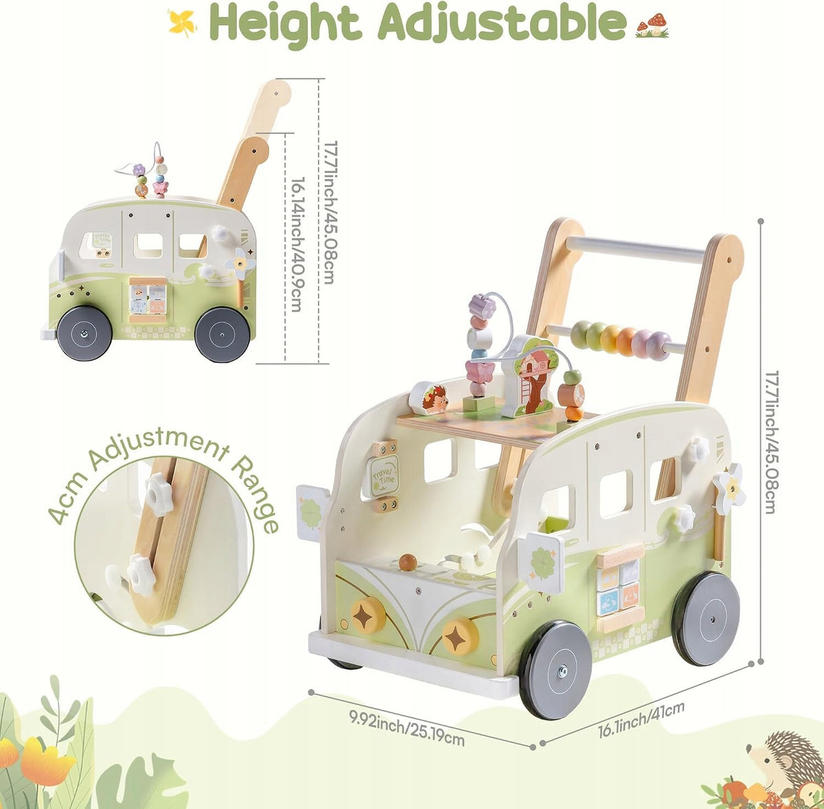 ROBOTIME Jungle animals walker interactive wooden green 1-3 years Brand Robotime