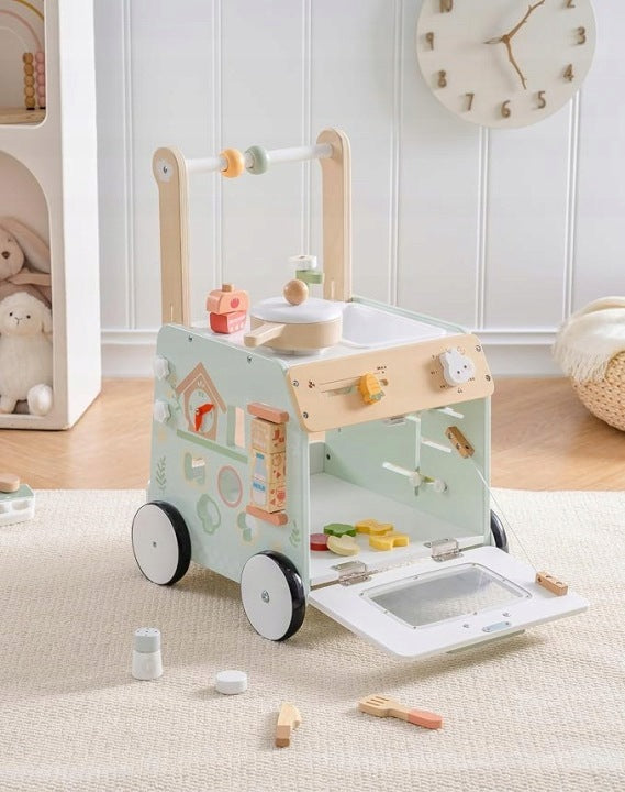 ROBOTIME Montessori 2in1 – Wooden Walker Pusher with Kitchen for Children 10m+