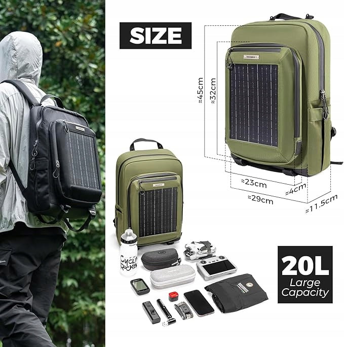 ROCKBROS Solar Backpack 20L With Solar Panel 10V 14W USB Manufacturer code 30170025001