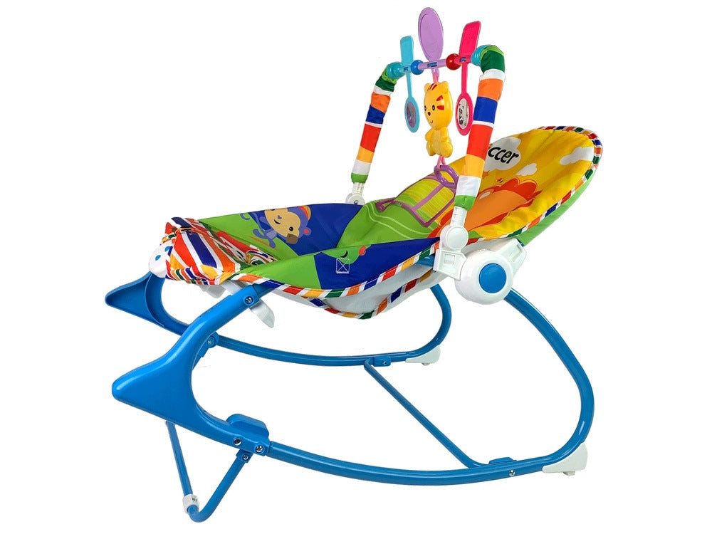 ROCKER CRADLE SEAT HIGH CHAIR 2IN1 MAKES A SOUND VIBRATION BLUE Brand LEAN Toys